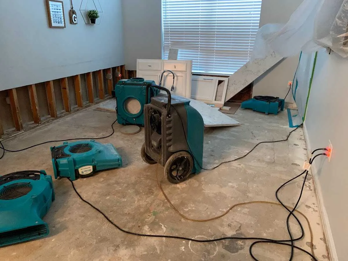 Dehumidifier in flood-cut room for Water Damage Restoration in Sebastopol